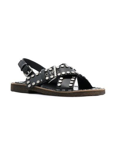 woven flat sandals prada|Prada studded pony skin sandals.